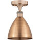 Metal Bristol 1 Light 7.5 inch Antique Copper Semi-Flush Mount Ceiling Light