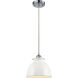 Ballston Adirondack 1 Light 8 inch Brushed Brass Mini Pendant Ceiling Light in Incandescent, Glossy White, Ballston