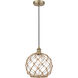 Edison Farmhouse Rope 1 Light 10 inch Antique Brass Mini Pendant Ceiling Light