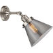 Franklin Restoration Large Cone LED 8 inch Brushed Satin Nickel Sconce Wall Light in Plated Smoke Glass, Franklin Restoration