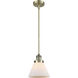 Franklin Restoration Cone 1 Light 8 inch Antique Brass Mini Pendant Ceiling Light in Incandescent, Matte White, Franklin Restoration