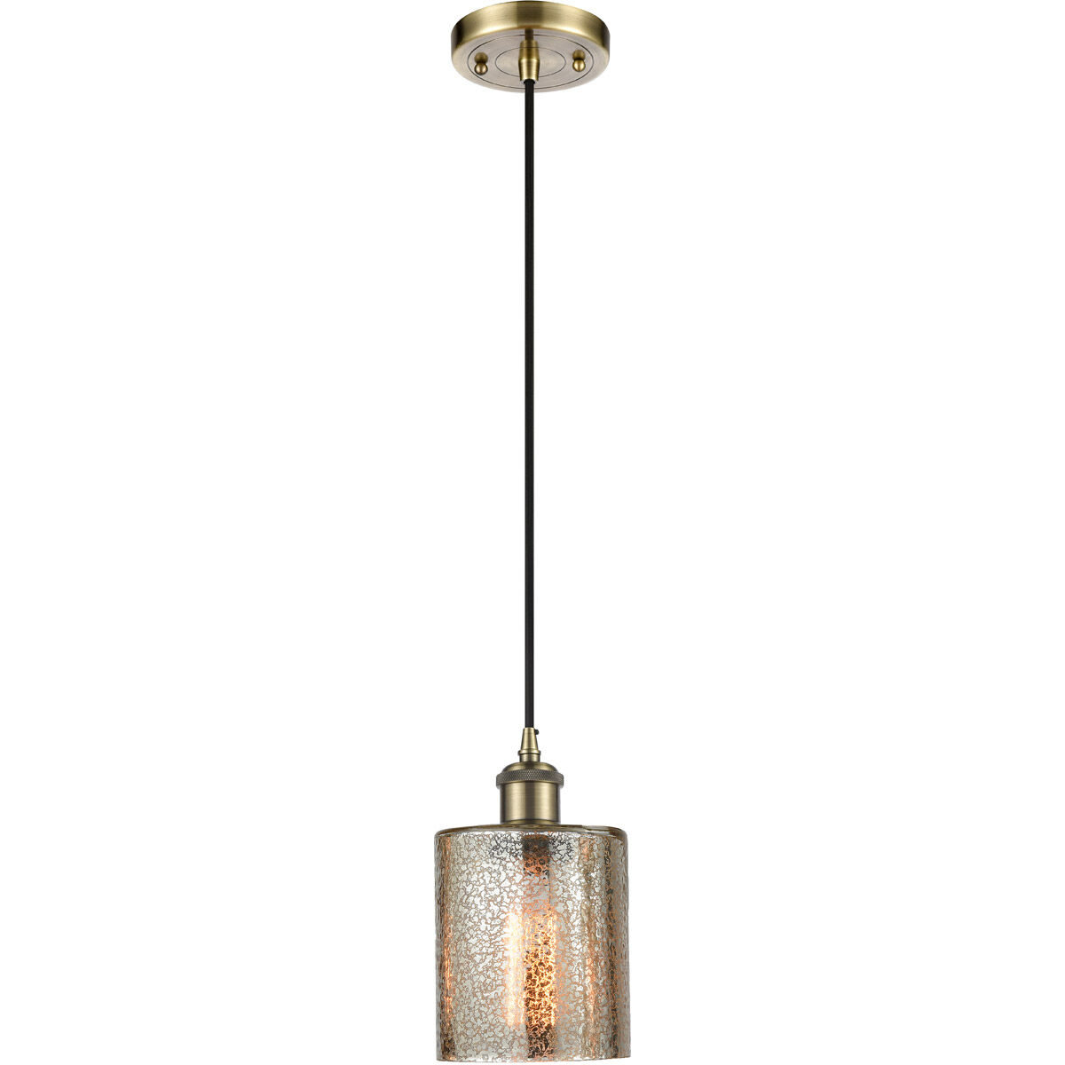 Ballston Cobbleskill LED 5 inch Antique Brass Mini Pendant Ceiling Light in Mercury Glass, Ballston