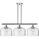 Ballston X-Large Bell 3 Light 36 inch Polished Chrome Island Light Ceiling Light in Clear Glass, Ballston