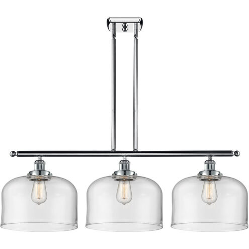 Ballston X-Large Bell 3 Light 36 inch Polished Chrome Island Light Ceiling Light in Clear Glass, Ballston