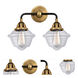 Nouveau 2 Small Oxford 2 Light 15.5 inch Black Antique Brass Bath Vanity Light Wall Light in Clear Glass