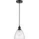 Edison Dome LED 7.5 inch Matte Black Mini Pendant Ceiling Light in Seedy Glass