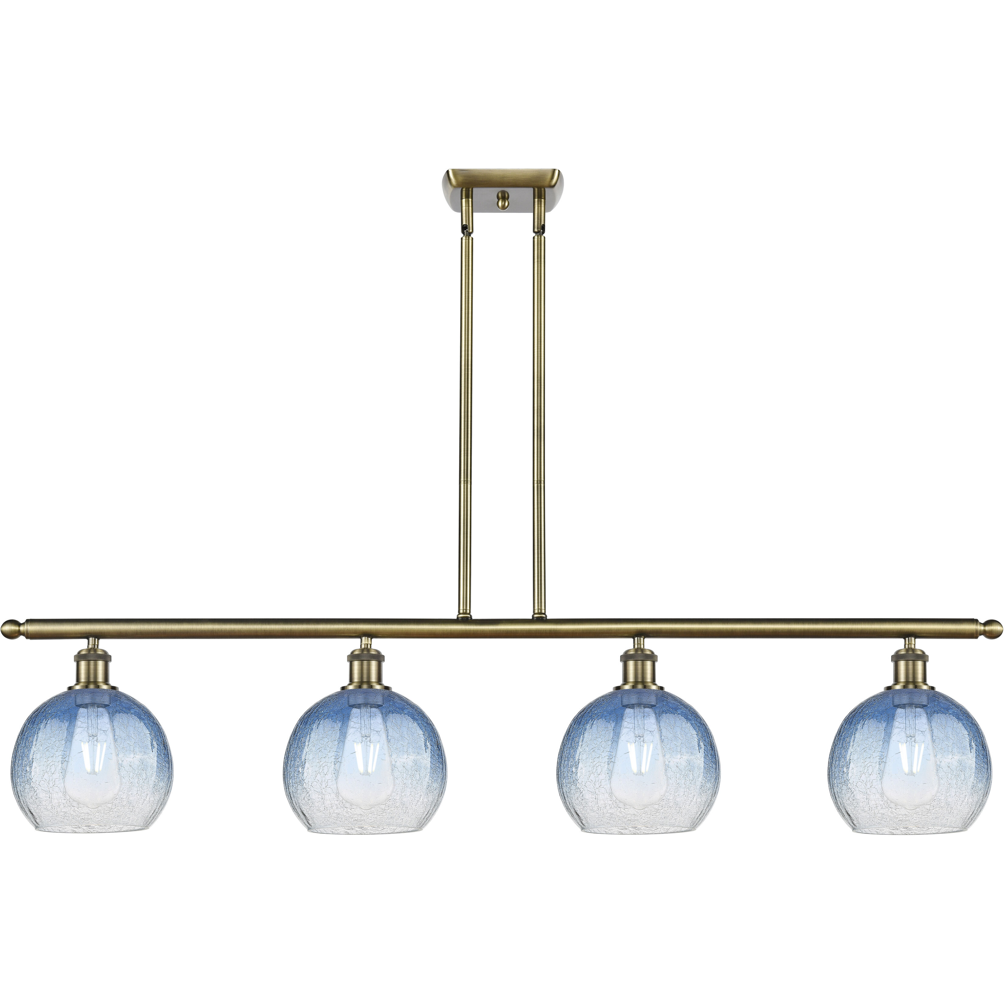 Ballston Brookhaven Globe Island Light Ceiling Light in Antique Brass, Sapphire Blue Glass