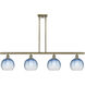 Ballston Brookhaven Globe Island Light Ceiling Light in Antique Brass, Sapphire Blue Glass