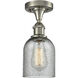 Edison Caledonia 1 Light 5 inch Brushed Satin Nickel Semi-Flush Mount Ceiling Light in Charcoal Glass