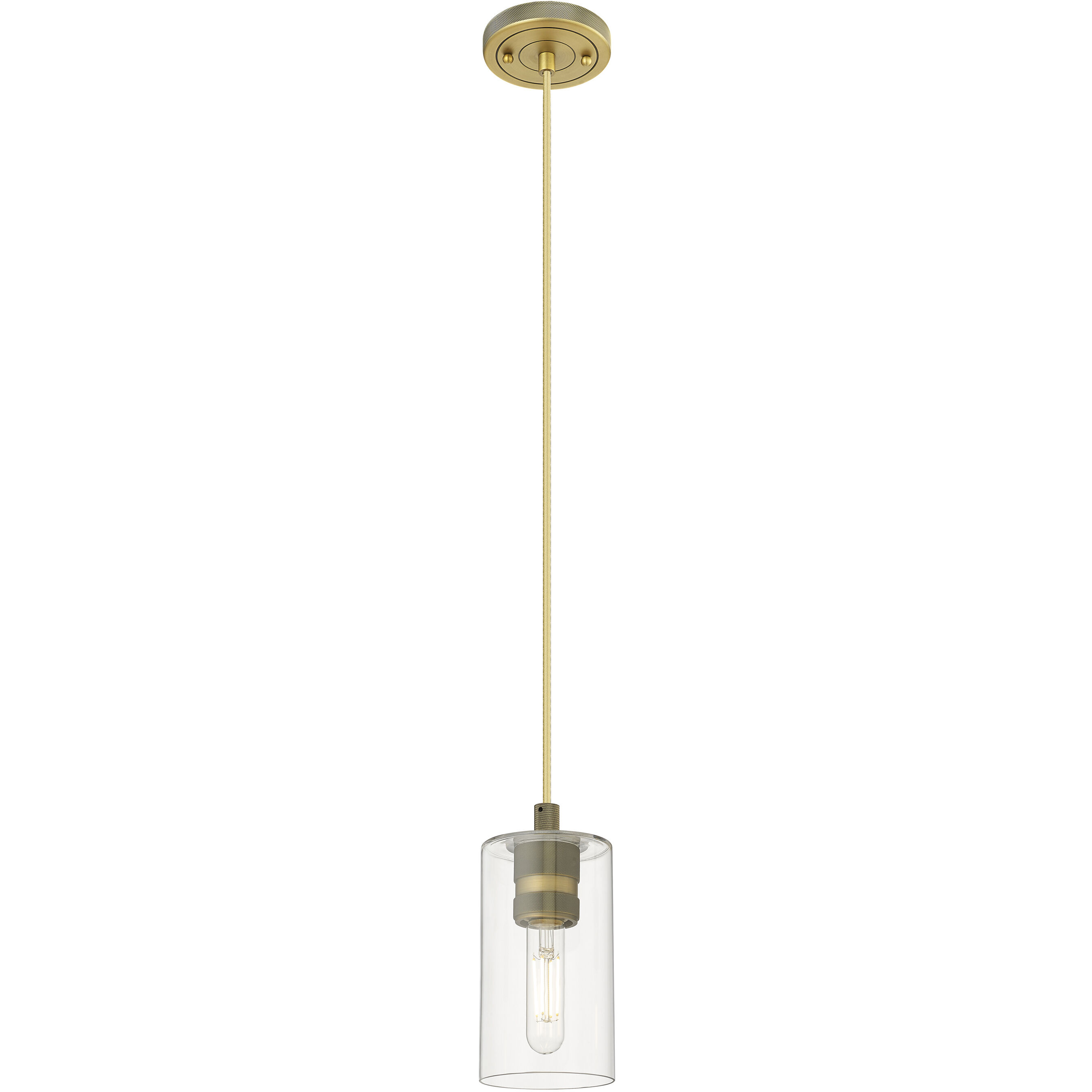 Downtown Urban Crown Point 1 Light 3.88 inch Brushed Brass Pendant Ceiling Light in Clear