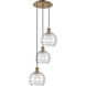 Ballston Athens Deco Swirl 3 Light 15 inch Antique Brass Multi-Pendant Ceiling Light