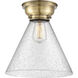 Aditi X-Large Cone 1 Light 12 inch Antique Brass Flush Mount Ceiling Light in Incandescent, Seedy Glass, Aditi