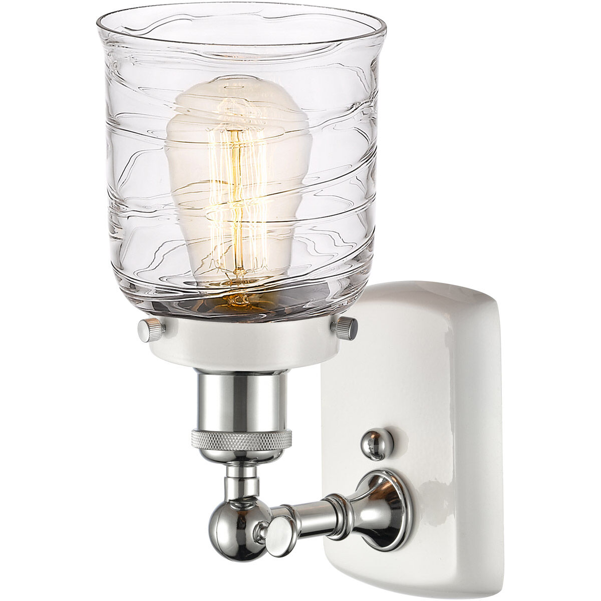 Ballston Bell LED 5 inch White and Polished Chrome Sconce Wall Light in Clear with Cage