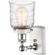 Ballston Bell LED 5 inch White and Polished Chrome Sconce Wall Light in Clear with Cage