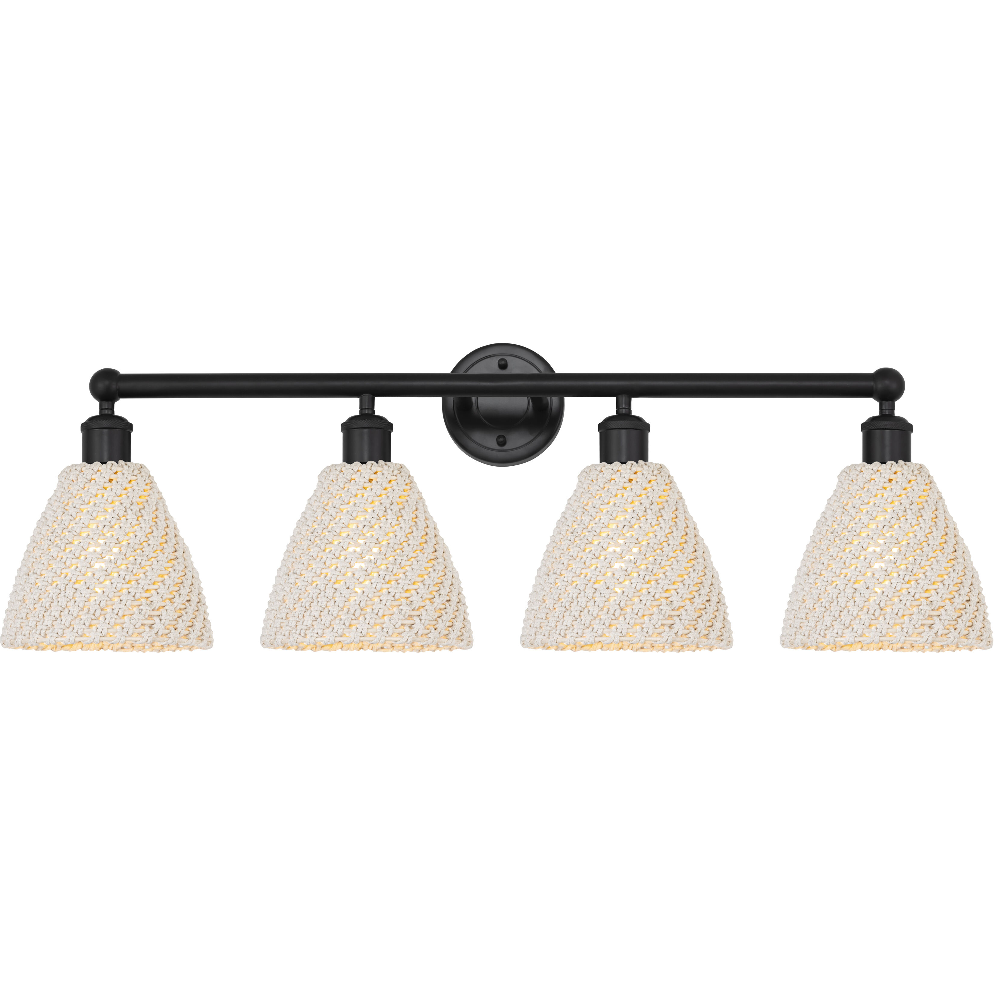 Edison Bristol Natural 4 Light 34.5 inch Matte Black Bath Vanity Light Wall Light