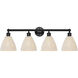 Edison Bristol Natural 4 Light 34.5 inch Matte Black Bath Vanity Light Wall Light