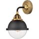 Nouveau 2 Hampden Sconce Wall Light in Black Antique Brass, Clear Glass