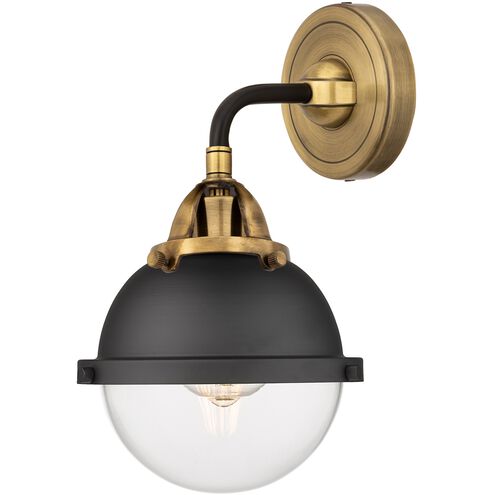 Nouveau 2 Hampden Sconce Wall Light in Black Antique Brass, Clear Glass