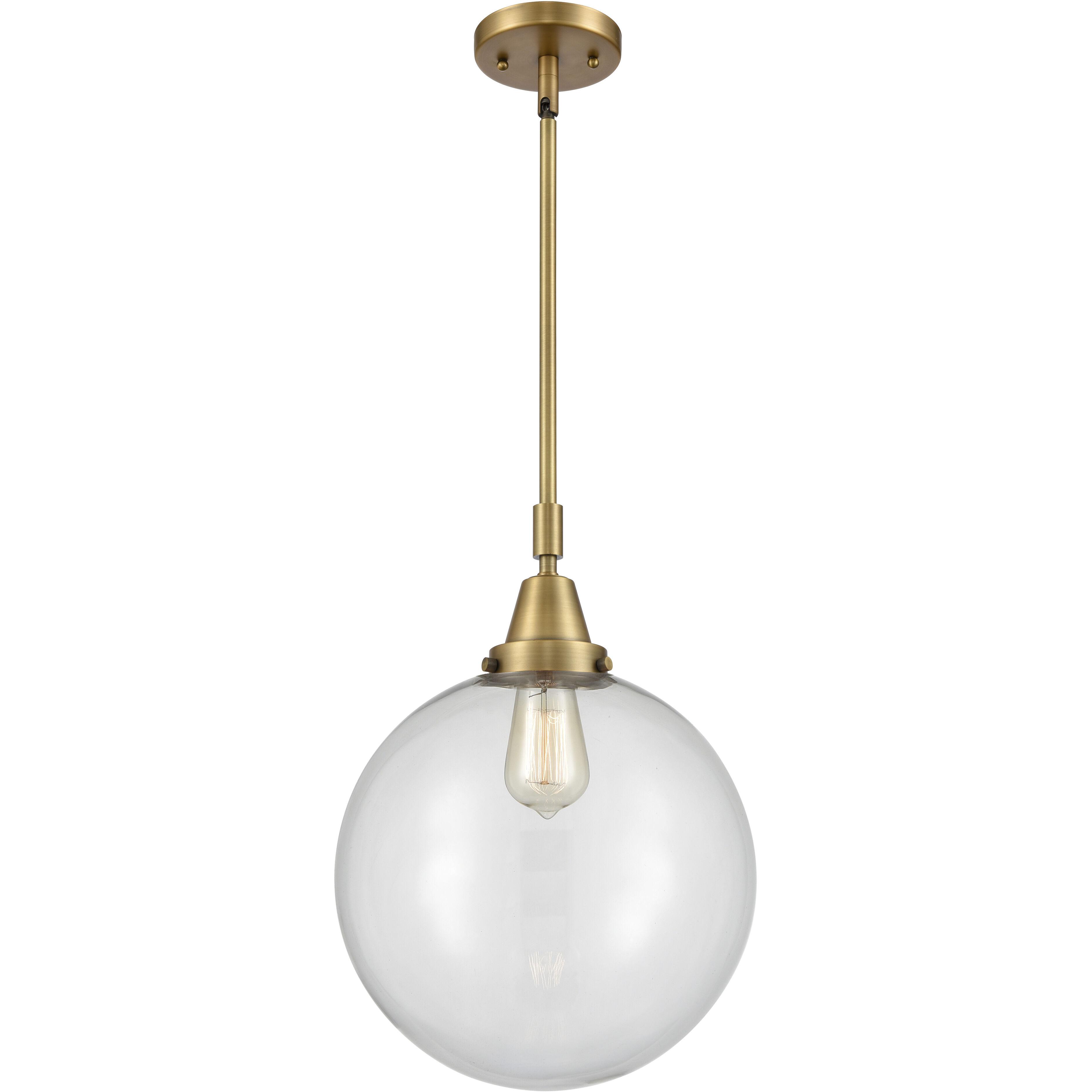 Beacon 1 Light 12 inch Brushed Brass Mini Pendant Ceiling Light in Clear Glass