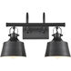 Auralume Provin 2 Light 19 inch Matte Black Bath Vanity Light Wall Light in Incandescent