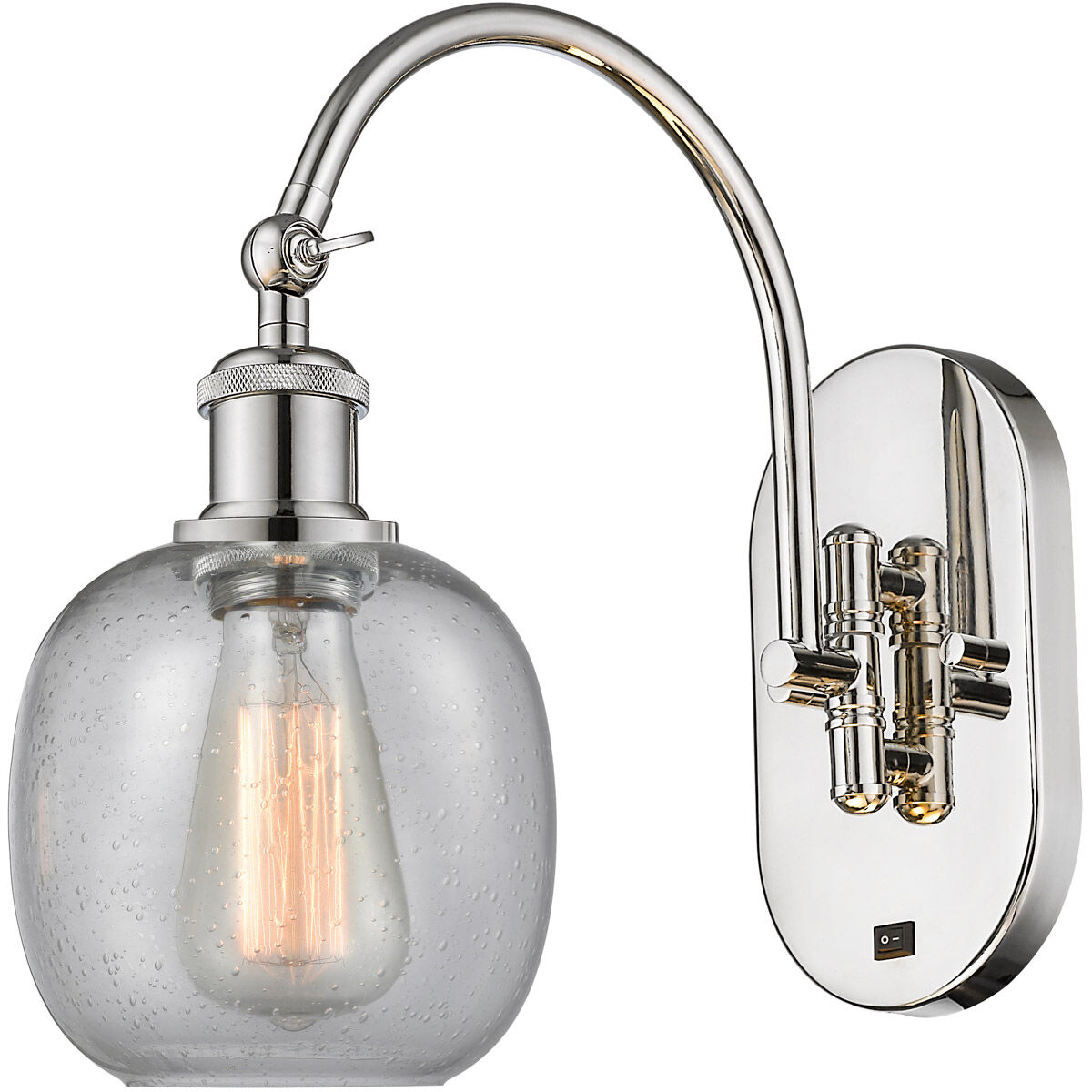 Ballston Belfast LED 6 inch Polished Nickel Sconce Wall Light in Seedy Glass