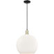 Arcadia Athens 1 Light 13.75 inch Black Antique Brass Mini Pendant Ceiling Light in Matte White