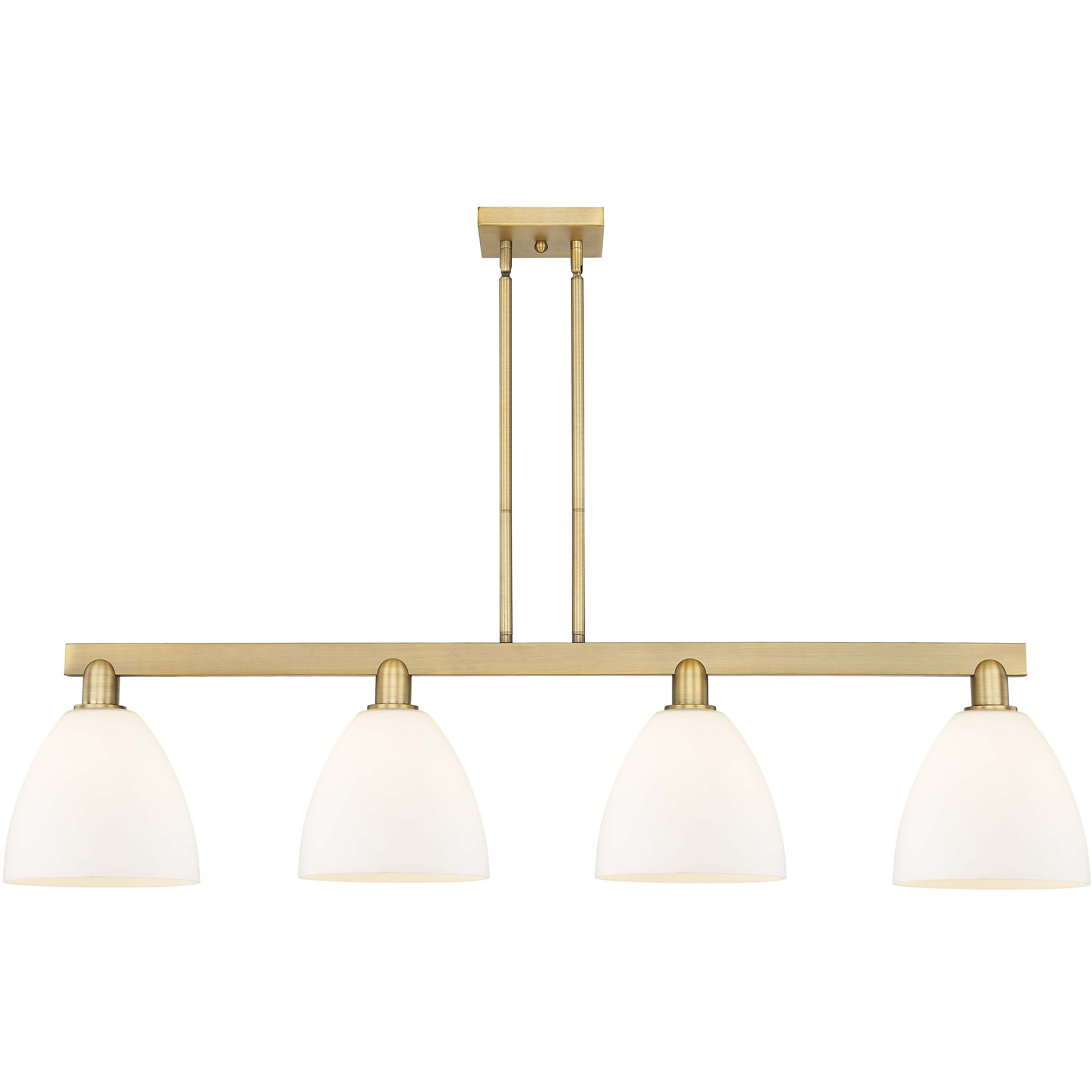 Arcadia Bristol Island Light Ceiling Light in Brushed Brass, Matte White