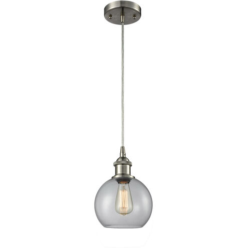 Ballston Athens 1 Light 8 inch Brushed Satin Nickel Mini Pendant Ceiling Light in Clear Glass, Ballston