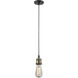 Franklin Restoration Bare Bulb LED 2 inch Black Antique Brass Mini Pendant Ceiling Light, Franklin Restoration