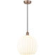 Edison White Venetian 1 Light 13.75 inch Antique Copper Cord Hung Pendant Ceiling Light
