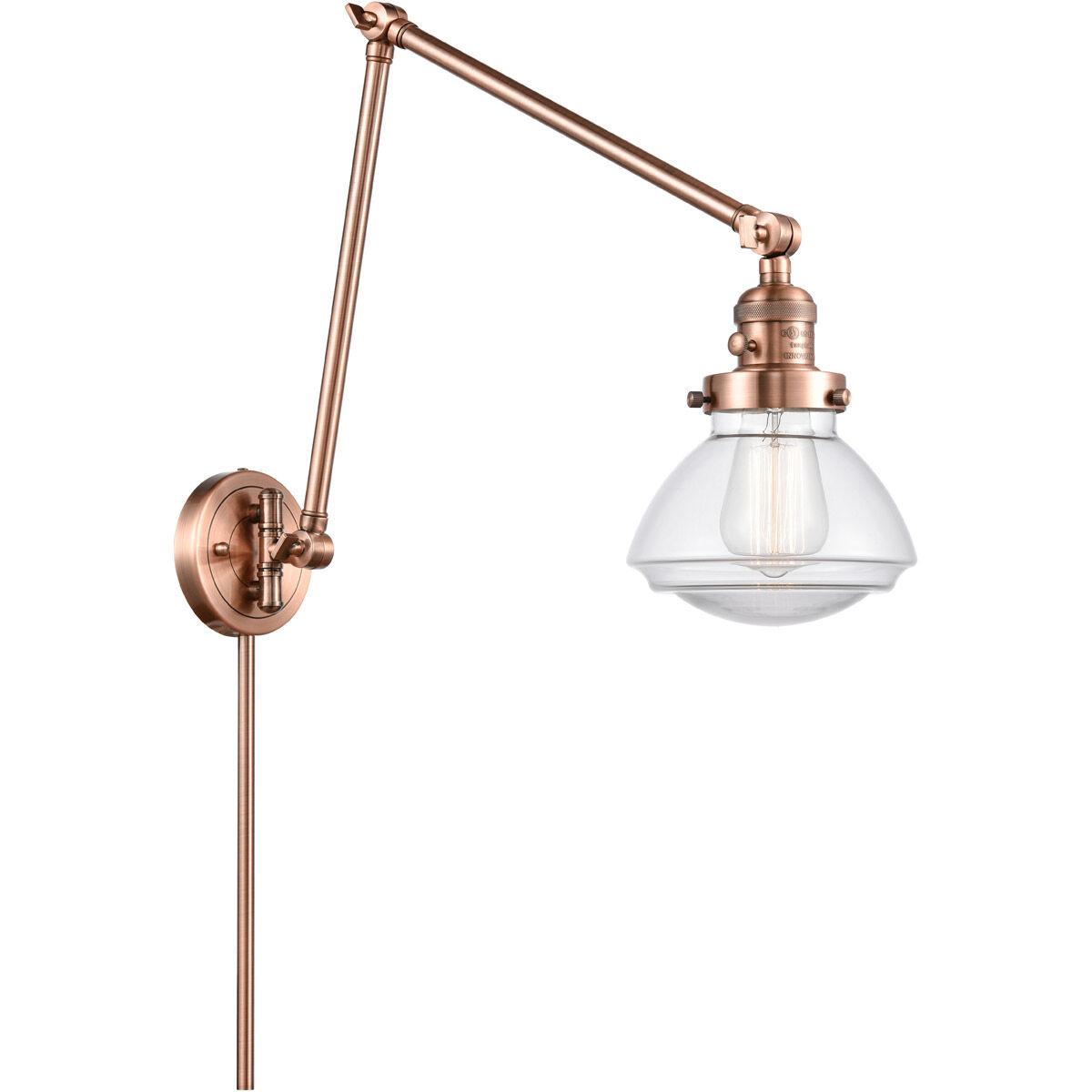 Olean 28 inch 3.50 watt Antique Copper Swing Arm Wall Light, Franklin Restoration