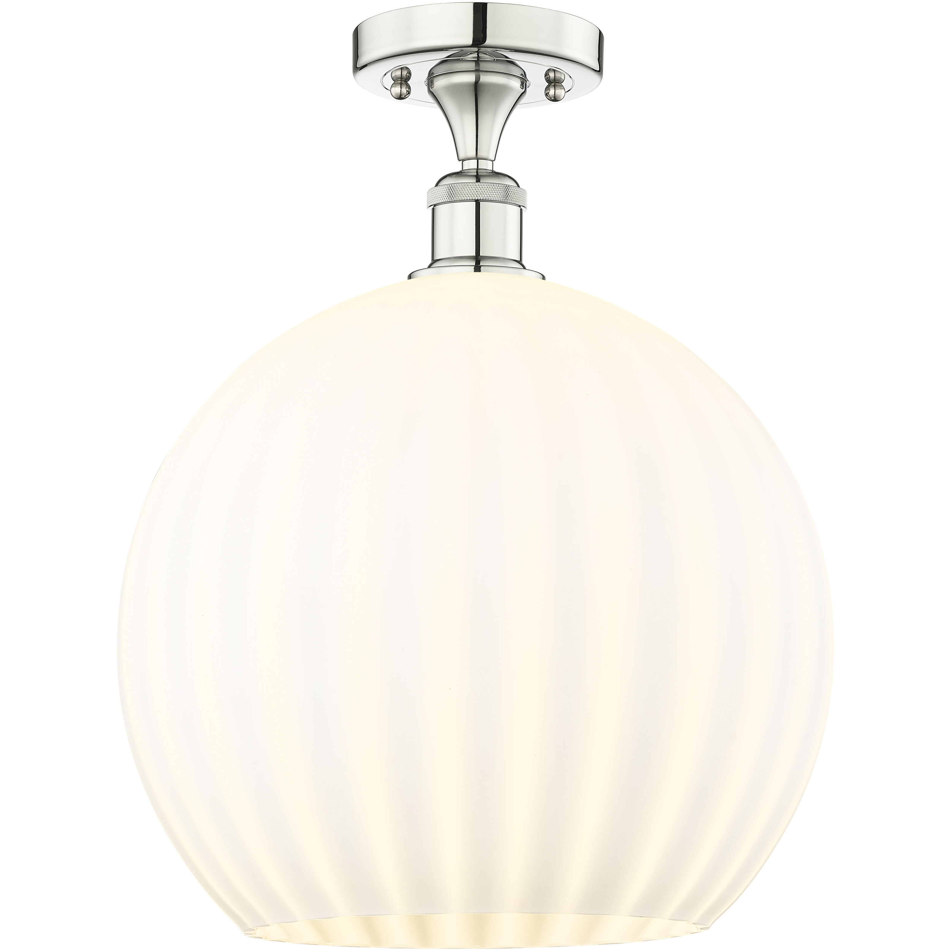 Edison White Venetian 1 Light 13.75 inch Polished Nickel Semi-Flush Mount Ceiling Light