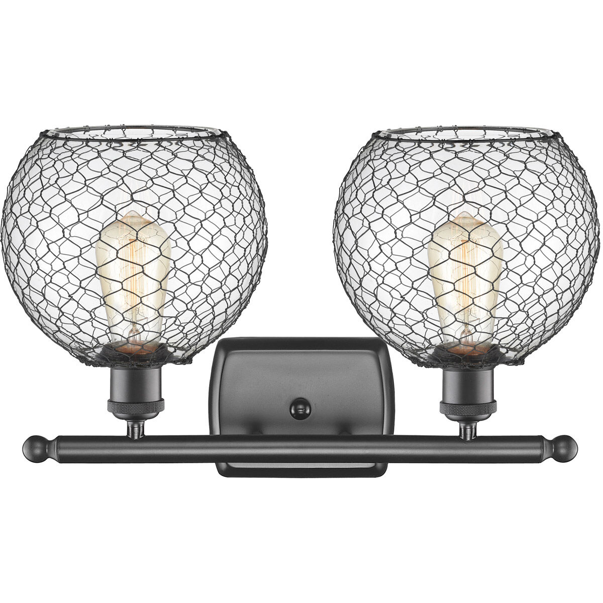 Ballston Farmhouse Chicken Wire 2 Light 16 inch Oil Rubbed Bronze Bath Vanity Light Wall Light, Ballston