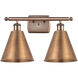 Ballston Cone 2 Light 18 inch Antique Copper Bath Vanity Light Wall Light