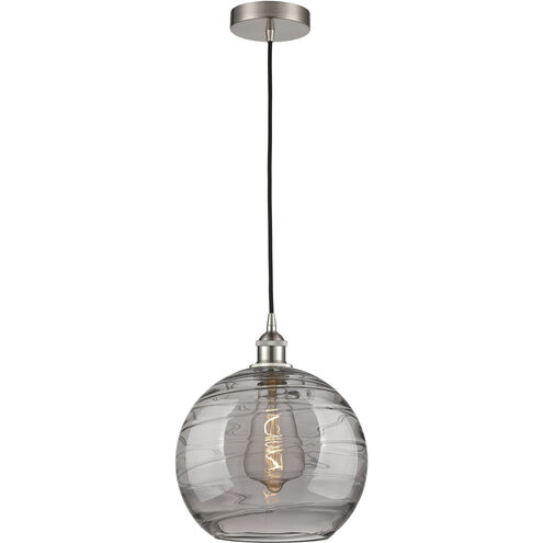 Edison Athens Deco Swirl 1 Light 12 inch Brushed Satin Nickel Mini Pendant Ceiling Light