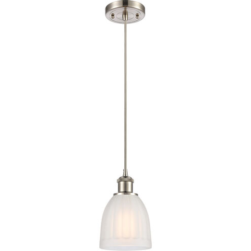 Ballston Brookfield 1 Light 6 inch Brushed Satin Nickel Mini Pendant Ceiling Light in White Glass, Ballston