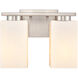 Juneau 2 Light 11 inch Satin Nickel Bath Vanity Light Wall Light in White Rippled Glass