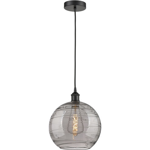 Edison Athens Deco Swirl 1 Light 12 inch Matte Black Mini Pendant Ceiling Light
