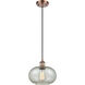 Ballston Gorham 1 Light 9.5 inch Antique Copper Mini Pendant Ceiling Light in Mica Glass, Black Textured, Ballston