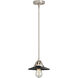 Nouveau 2 Railroad 1 Light 8 inch Brushed Satin Nickel Mini Pendant Ceiling Light in Matte Black