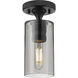 Downtown Urban Crown Point 1 Light 3.88 inch Matte Black Flush Mount Ceiling Light in Plated Smoke