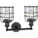 Franklin Restoration Small Bell Cage LED 16 inch Matte Black Bath Vanity Light Wall Light in Clear Glass, Franklin Restoration