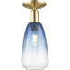 Brookhaven Almond 1 Light 6 inch Champagne Bronze Semi-Flush Mount Ceiling Light in Sapphire Blue Glass