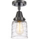 Franklin Restoration Bell LED 5 inch Matte Black Flush Mount Ceiling Light in Deco Swirl Glass