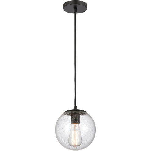 Tolland 1 Light 8 inch Matte Black Mini Pendant Ceiling Light in Seedy Glass