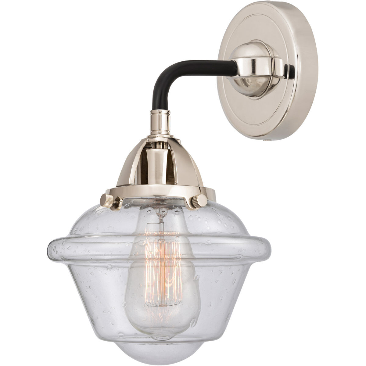 Nouveau 2 Small Oxford LED 7.5 inch Black Polished Nickel Sconce Wall Light in Seedy Glass