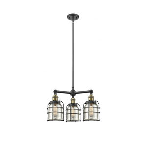 Franklin Restoration Small Bell Cage LED 19 inch Black Antique Brass Chandelier Ceiling Light in Silver Plated Mercury Glass, Franklin Restoration