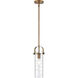 Pilaster II Cylinder 1 Light 5 inch Brushed Brass Pendant Ceiling Light in Deco Swirl Glass