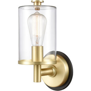 Marlowe LED 5 inch Black Satin Brass Bath Vanity Light Wall Light in Clear Glass