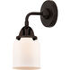 Nouveau 2 Small Bell LED 5 inch Oil Rubbed Bronze Sconce Wall Light in Matte White Glass